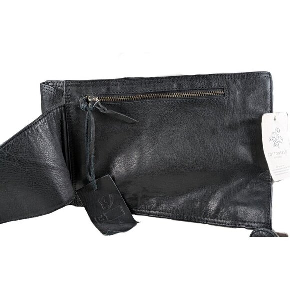 Rock, Paper, Scissors Black Leather Messenger Sling bag Crossbody NWT - Picture 8 of 13